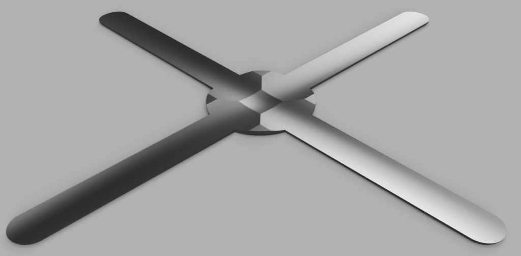 Flaschenkreuz in einem kreuzförmigen Design auf grauem Hintergrund.